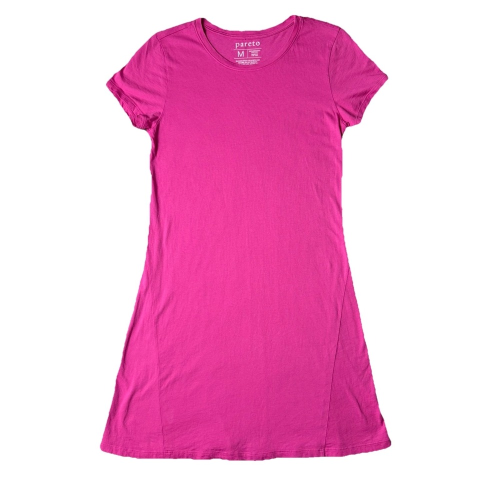 Pareto Organic Cotton Shirt Dress Womens Medium Pink Travel Vacation Comfy Beach